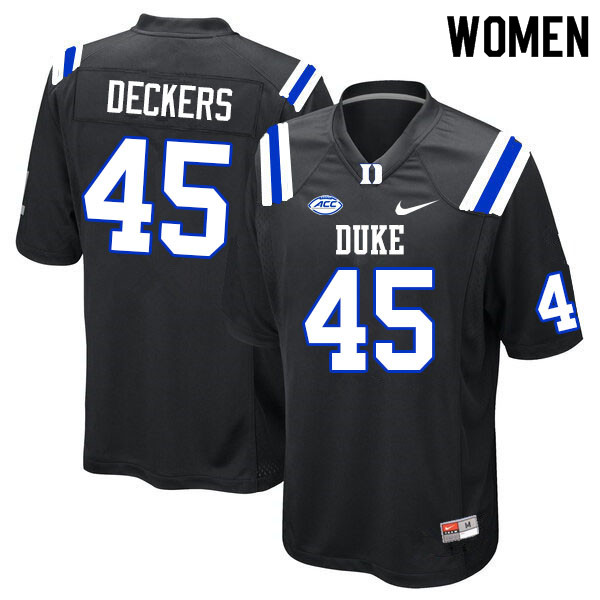 Women #45 Evan Deckers Duke Blue Devils College Football Jerseys Sale-Black